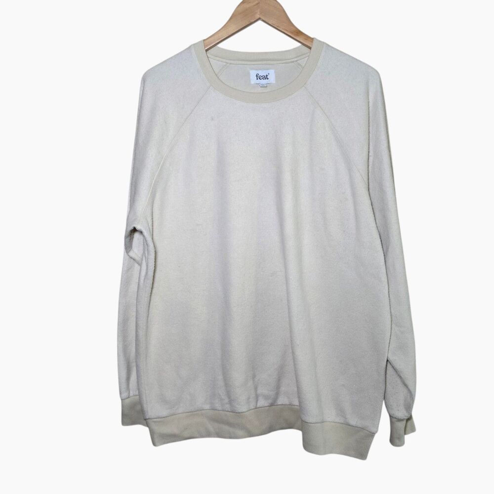 FEAT Clothing Blanket Blend Crewneck Sweatshirt Mens XL Cream Oatmeal Raglan